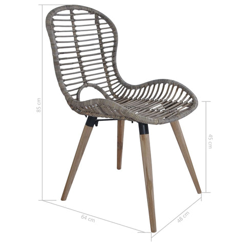 Swen Studio -  Dining Chairs 6 pcs Brown Natural Rattan